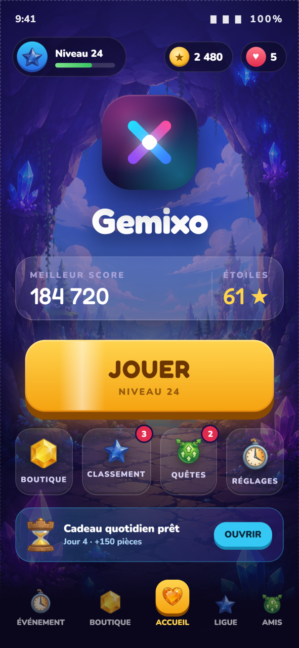 Game home screen